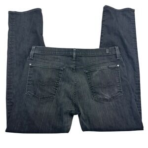 7 For All Mankind Jeans Mens Size 36 Black Denim Faded Straight Fit Preppy